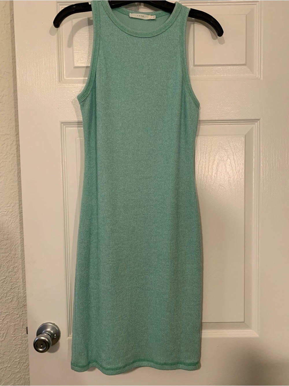 Lush Spearmint Green Ribbed Knit Midi Tank Dress